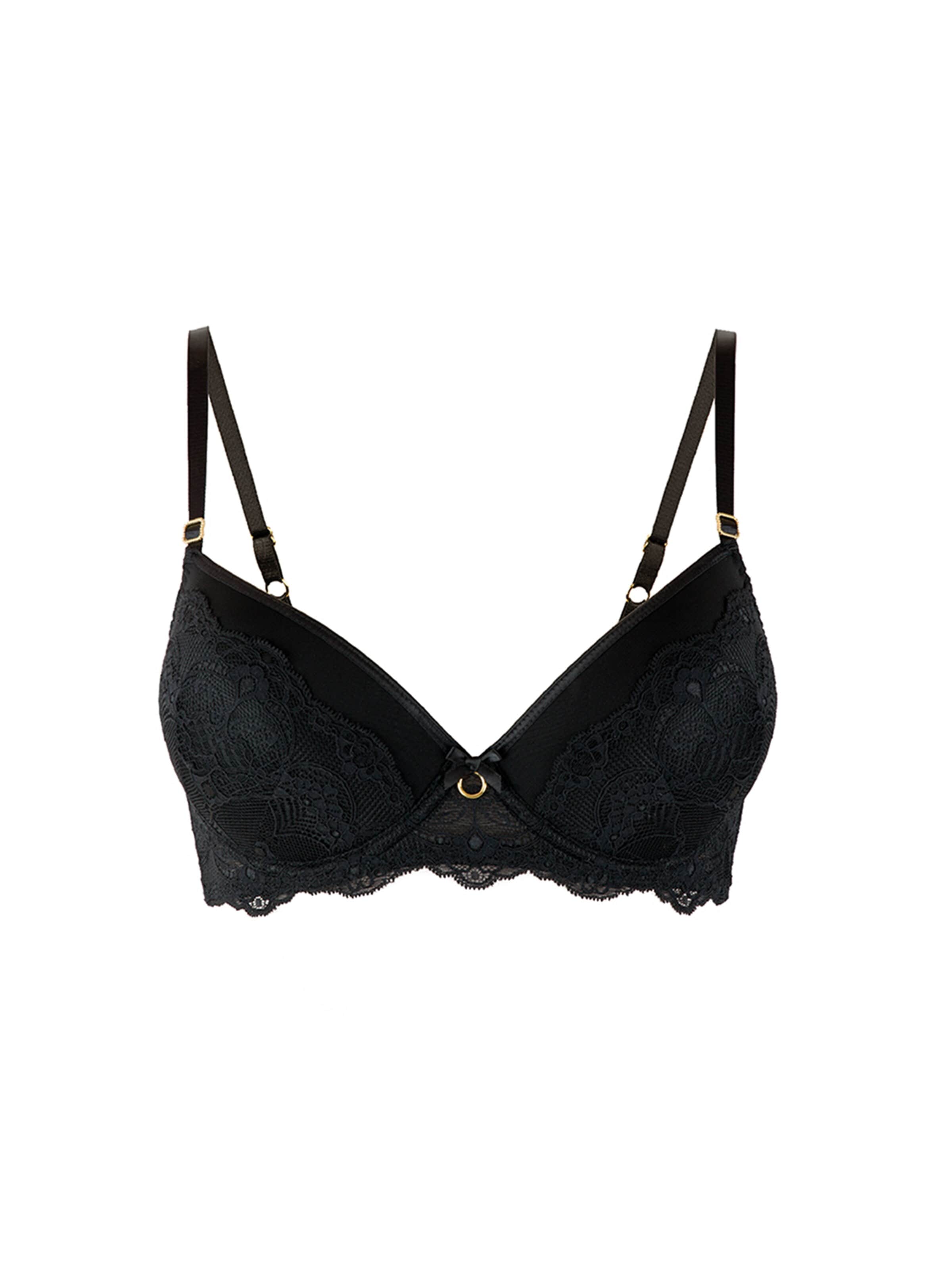 La Muel Lingerie Klassiek BH 'deep plunge Foam Bra soft lace' in Zwart: voorkant
