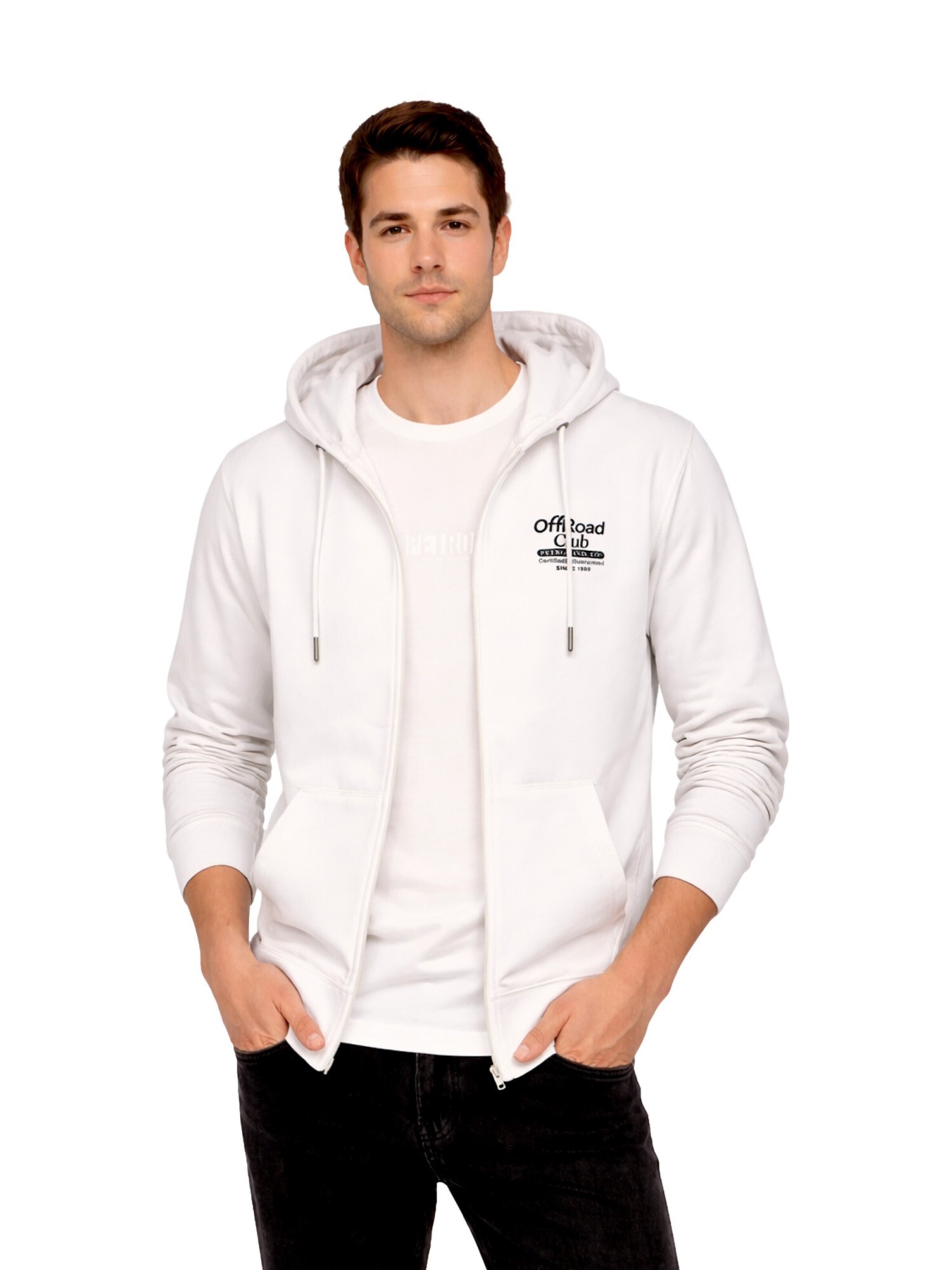 Petrol Industries Sweatvest in Wit: voorkant