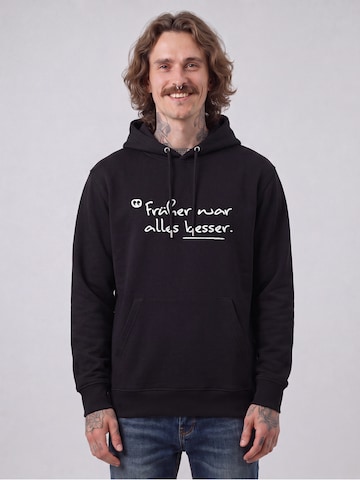 Watapparel Sweatshirt 'Früher War Alles Besser' in Zwart: voorkant