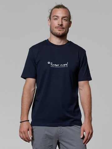 T-Shirt 'Finger Цeg' Watapparel en bleu : devant
