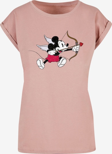 ABSOLUTE CULT T-Shirt 'Mickey Mouse - Love Cherub' in altrosa / rot / schwarz / weiß, Produktansicht
