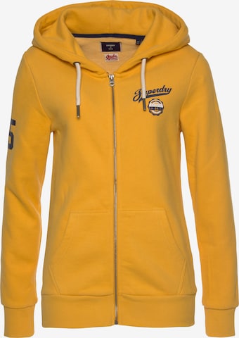 Superdry Zip-Up Hoodie in Yellow: front