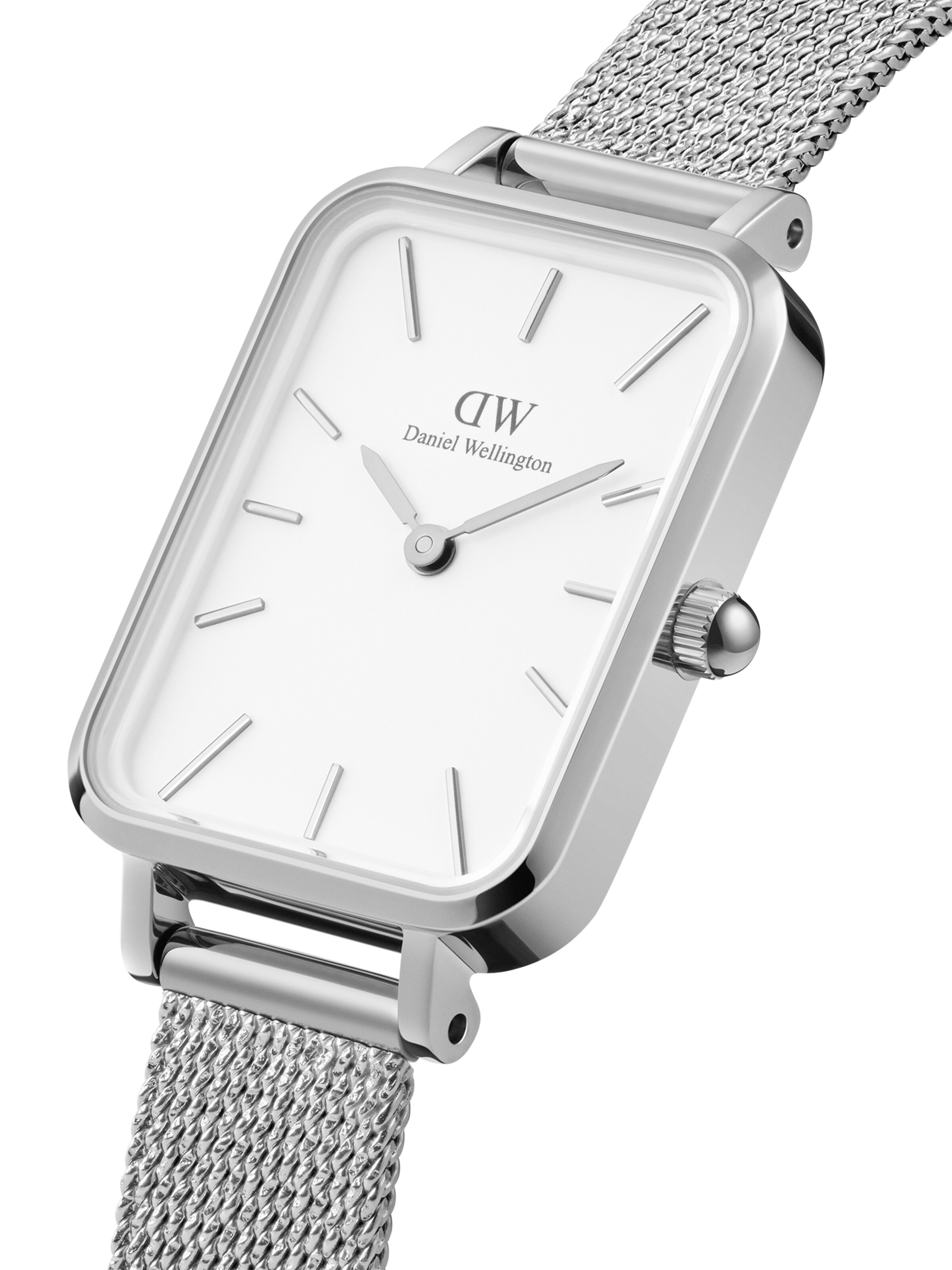 Daniel Wellington Analog watch 'Quadro Pressed Sterling S White' in Silver