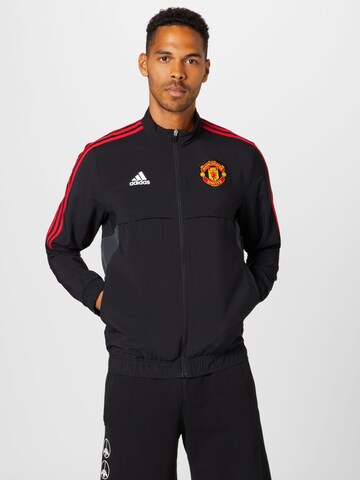 ADIDAS SPORTSWEAR Športna jakna 'Manchester United Condivo 22 Presentation' | črna barva: sprednja stran