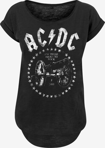 F4NT4STIC Shirt 'ACDC We Salute You Cannon' in Zwart: voorkant