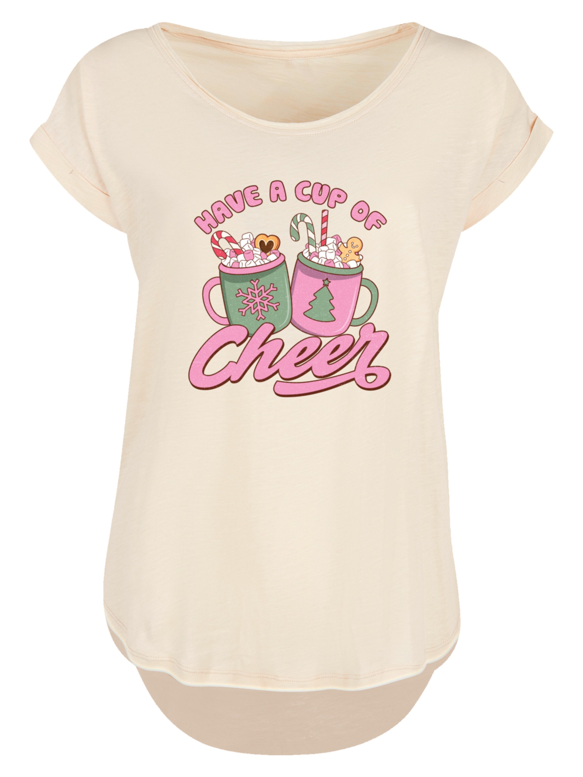 F4NT4STIC Shirt 'Have a Cup of Cheer Christmas Holiday' in Beige: voorkant