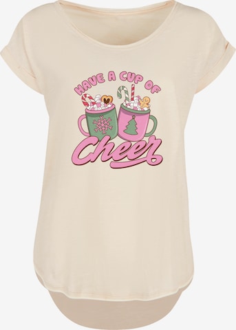 T-shirt 'Have a Cup of Cheer Christmas Holiday' F4NT4STIC en beige : devant