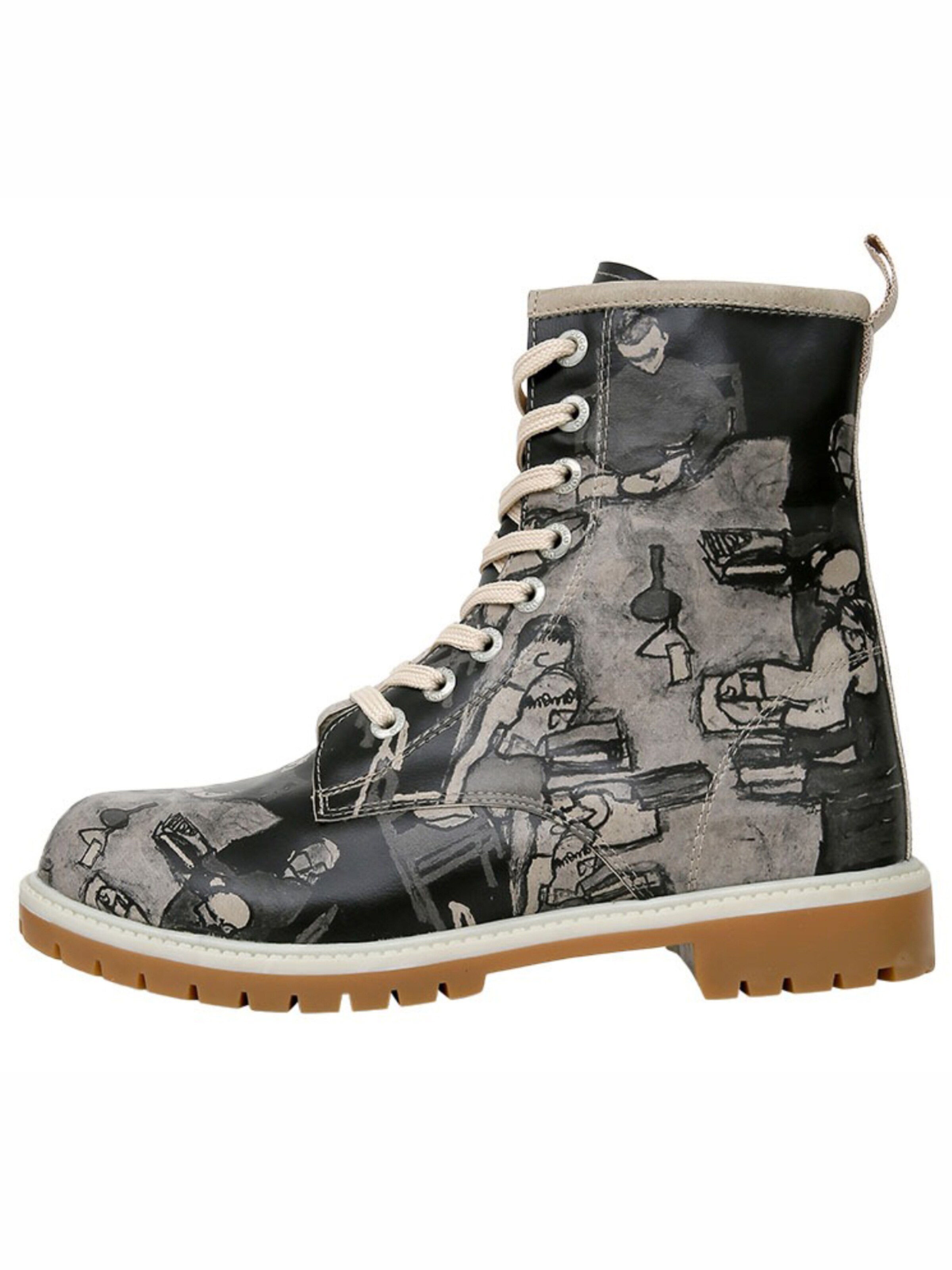 DOGO Schnürstiefel 'DOGO Boots - Supper BlackWhite' in Schwarz: Vorderseite