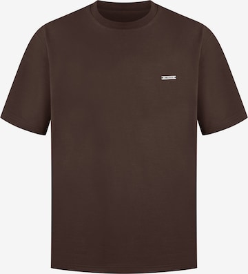 Smilodox Basic T-Shirt Ilyas in Braun: Vorderseite
