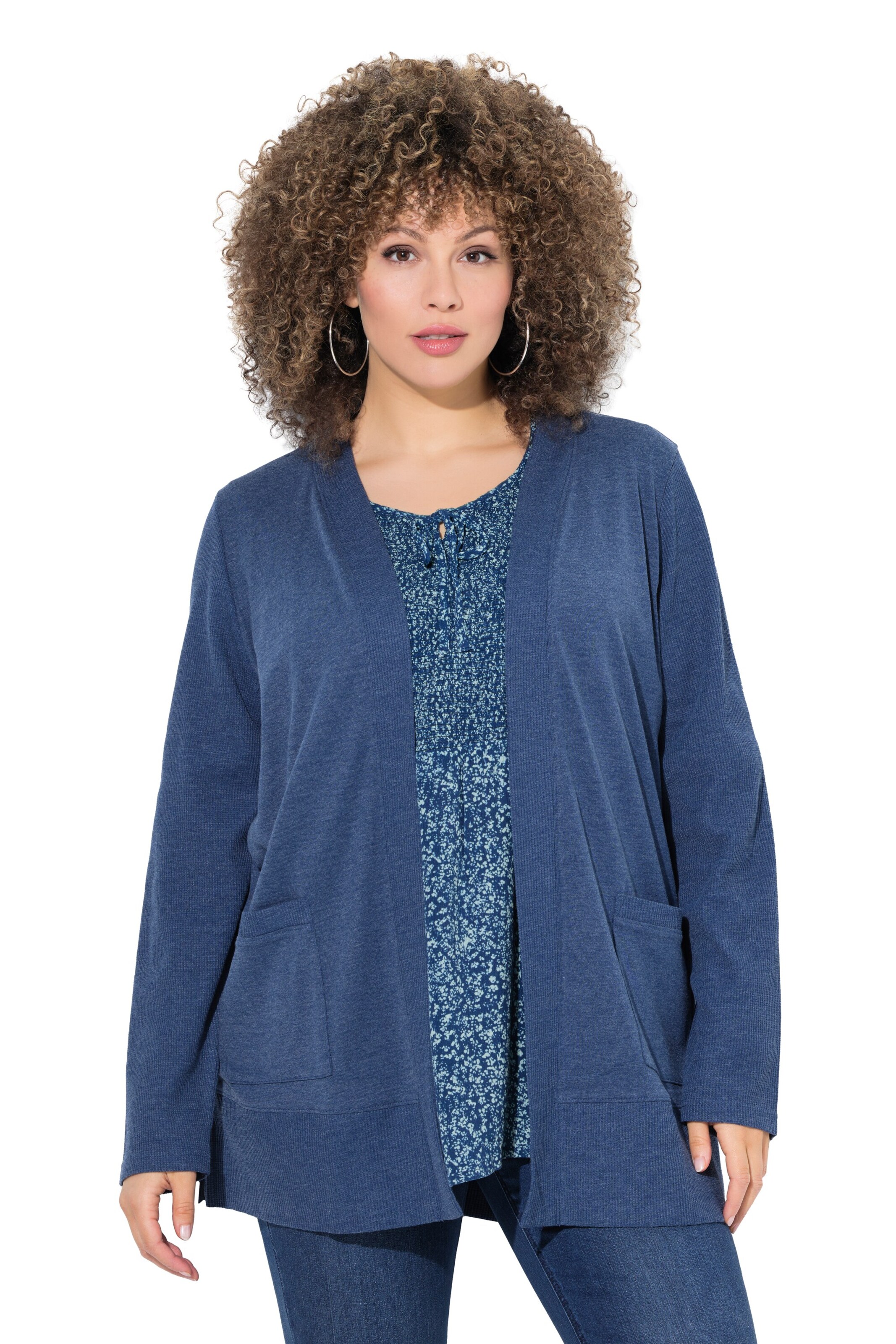 Ulla Popken Sweatjacke in Blau: Vorderseite