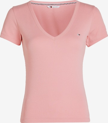 Tommy Jeans Koszulka 'ESSENTIAL' w kolorze różowy: przód