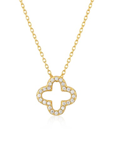 Staufergold Necklace 'Moissanit Halskette „Clover“ – Offenes Kleeblatt' in Gold: front