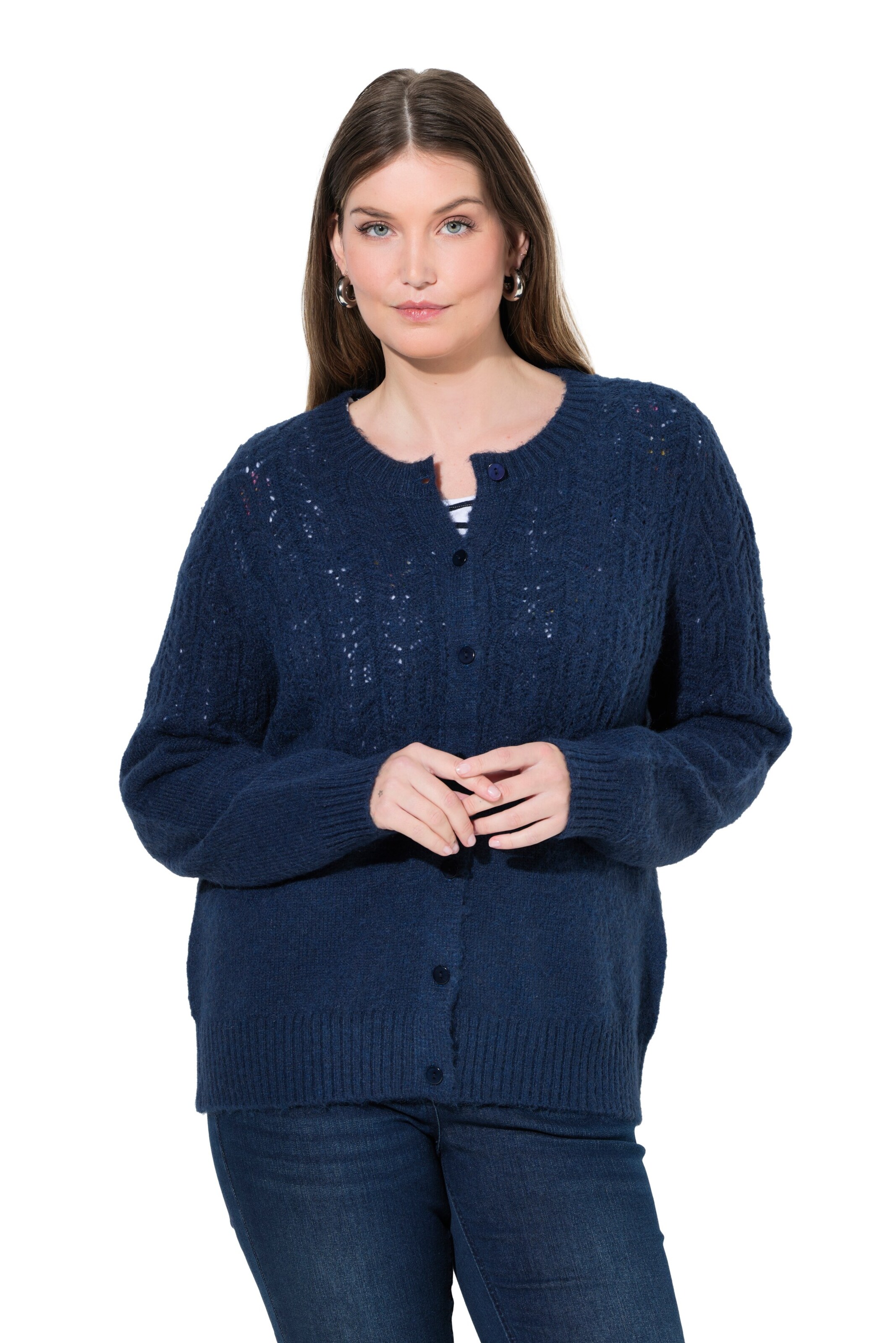 Ulla Popken Strickjacke in Blau: Vorderseite