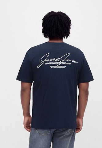 Jack & Jones Plus Shirt 'JJCOVER SCRIPT' in Blue: front
