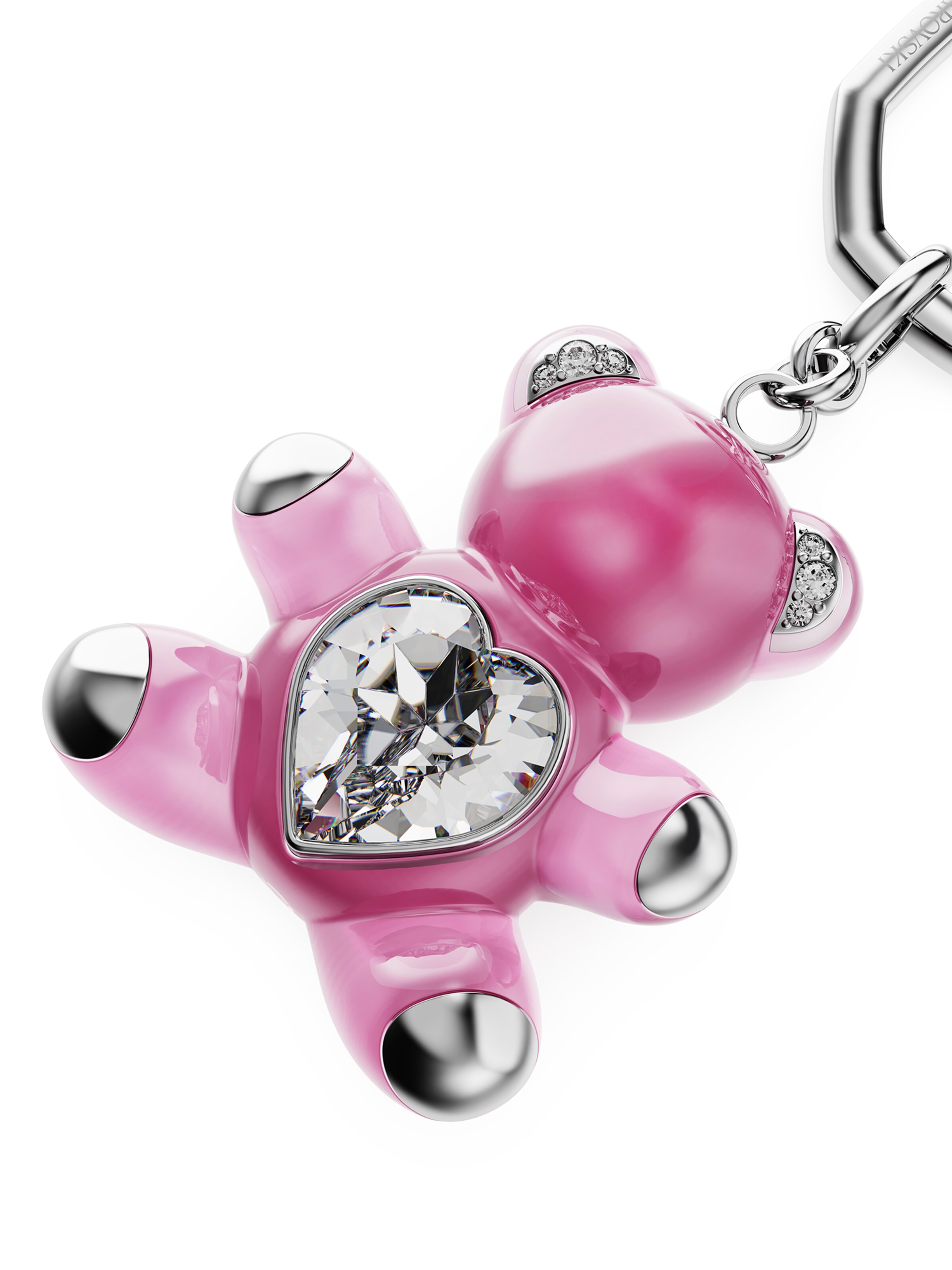 Swarovski Prívesky na kľúče 'Teddy' - Ružová