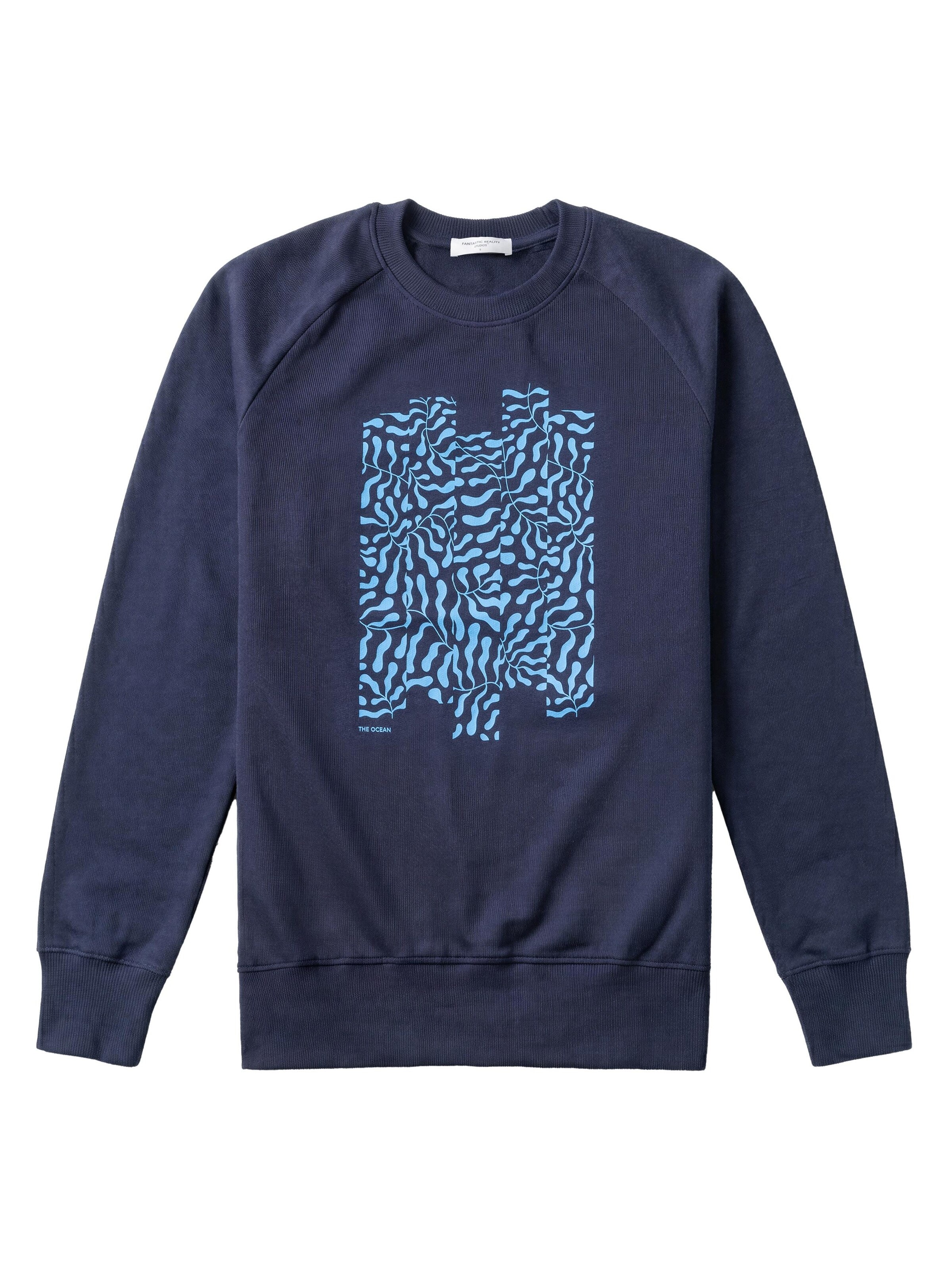 FANTASTIC REALITY STUDIOS Sweatshirt 'THE OCEAN – Bio-Baumwolle'‌‌ in Blau: Vorderseite
