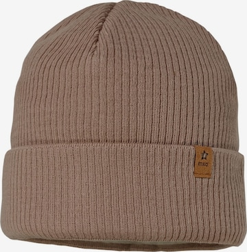 MAXIMO Beanie 'GOTS MINI-Mütze, Rippe Umschlagrand, Baumwollfleecefutter' in Brown: front
