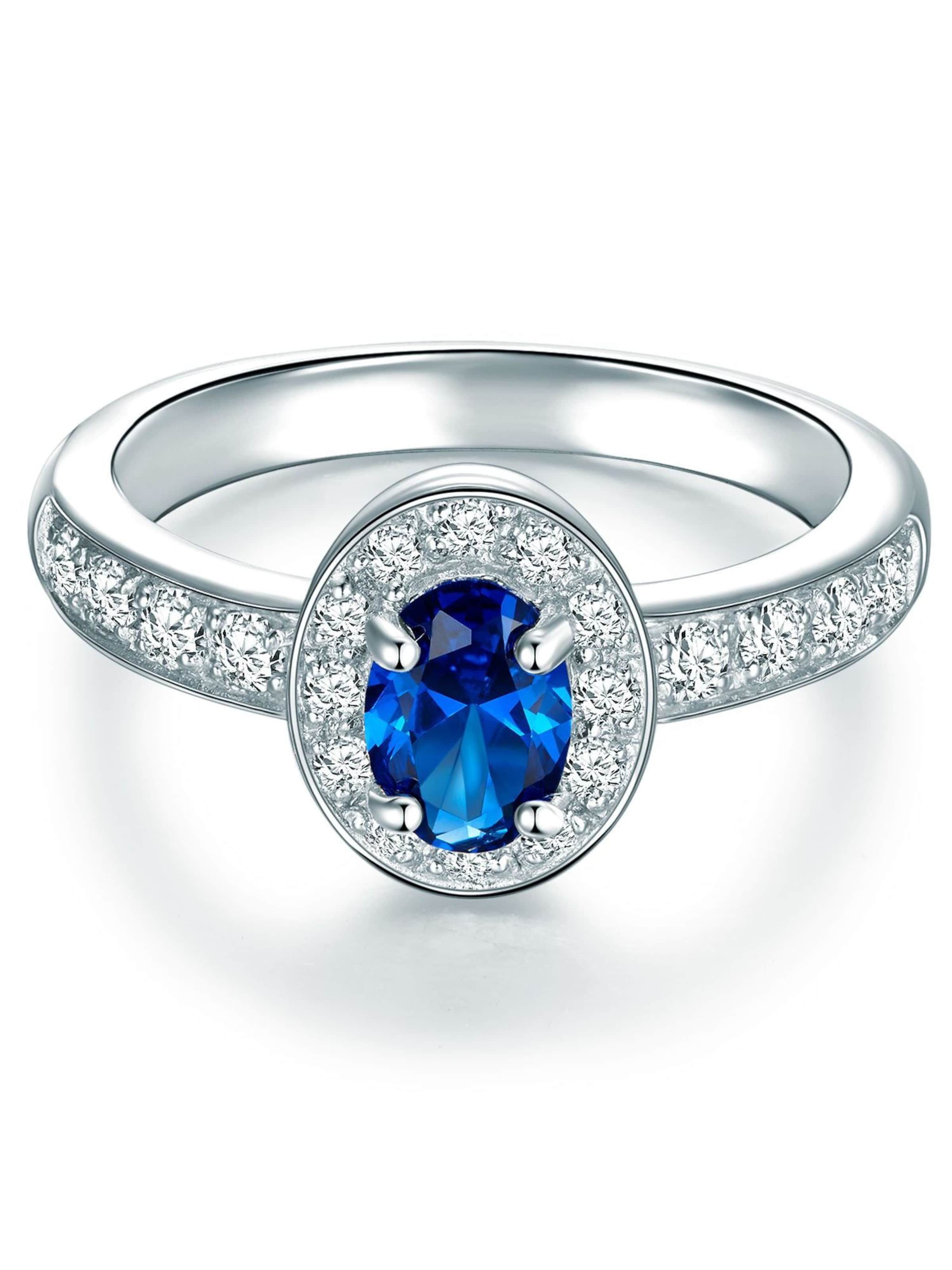 Trilani Ring in de kleur Blauw / Zilver, Productweergave
