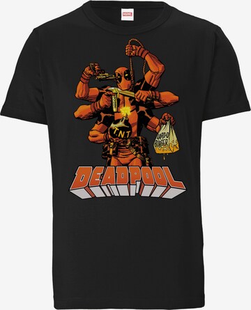 LOGOSHIRT T-Shirt 'Deadpool' in Schwarz: predná strana