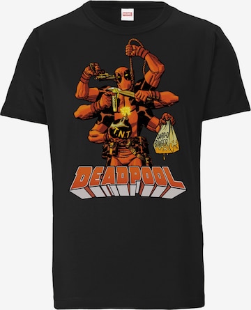 LOGOSHIRT Shirt 'Deadpool' in Black: front