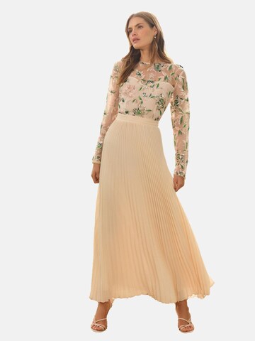 love & roses - Vestido de noche en beige: frente