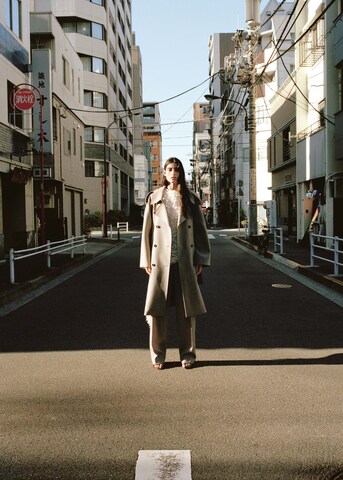 MANGO Between-Seasons Coat in Grey: front