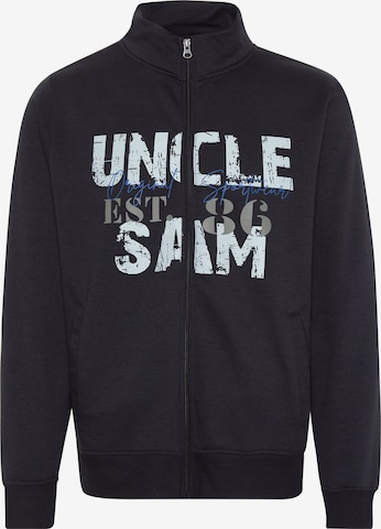 UNCLE SAM Zip-Up Hoodie in Black: front