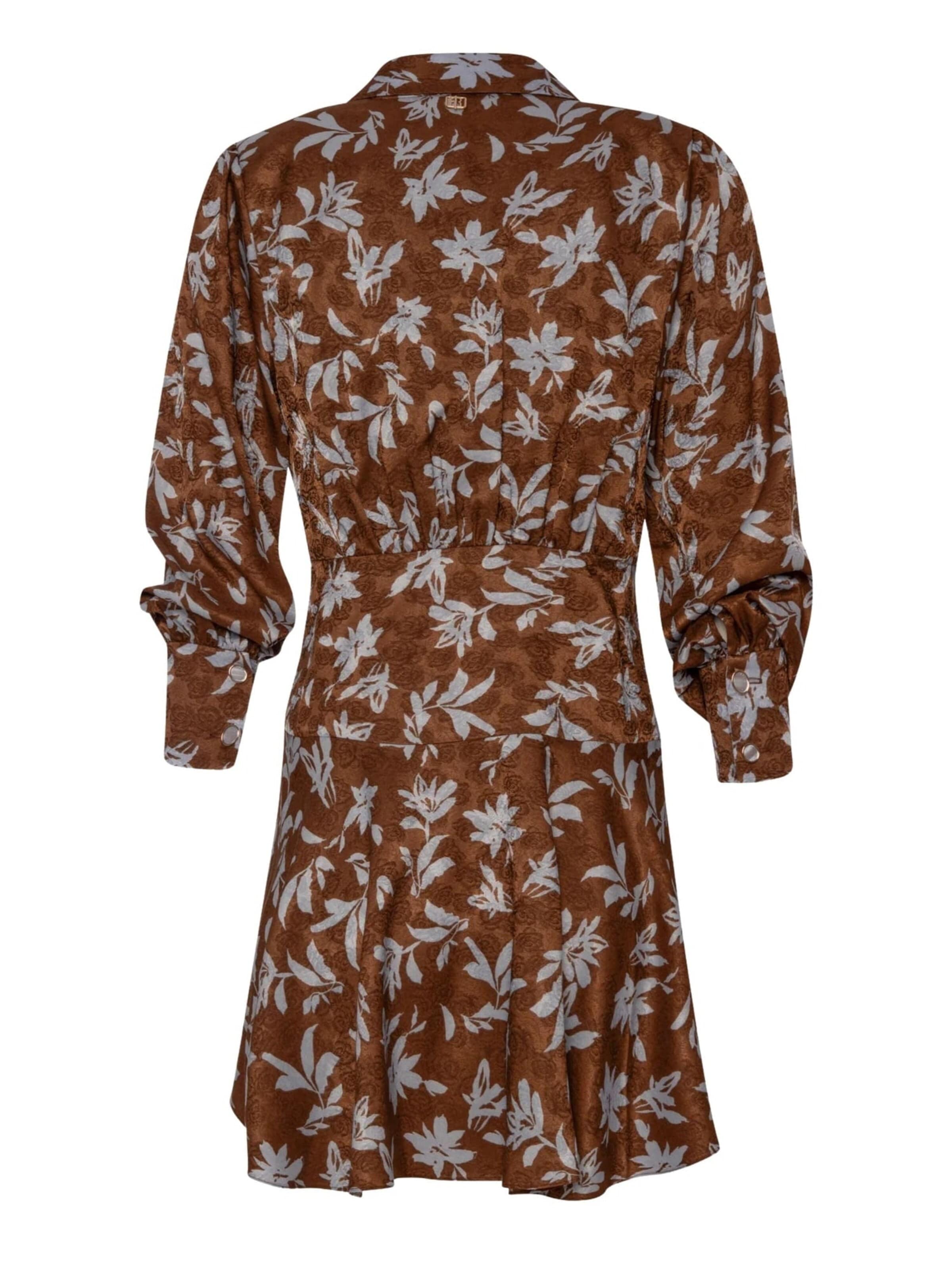 Fracomina Klänning 'Regular fit floral dress with crossover neckline' i brun