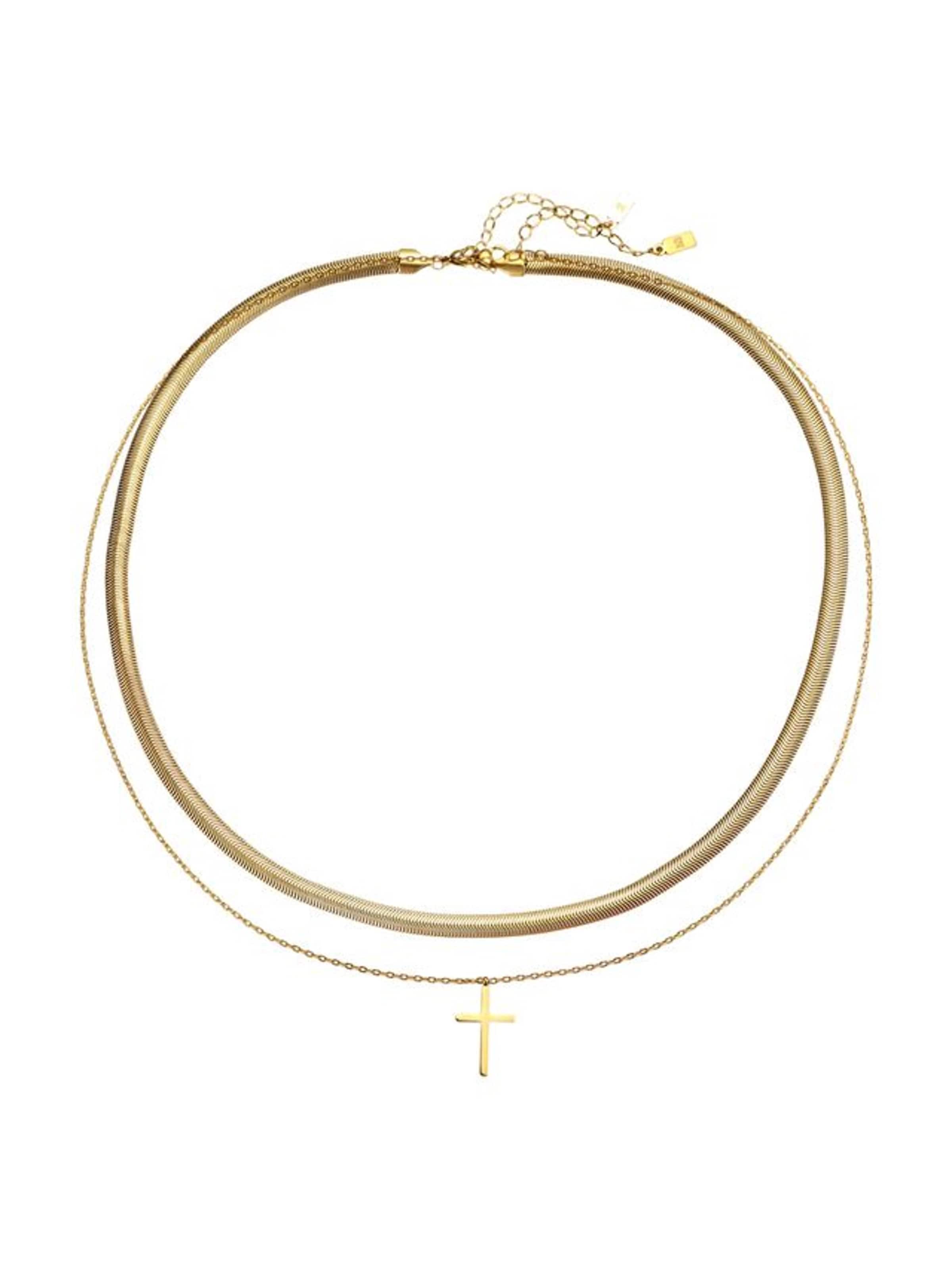 Hey Happiness Sieraden set 'Iconic Cross' in Goud: voorkant
