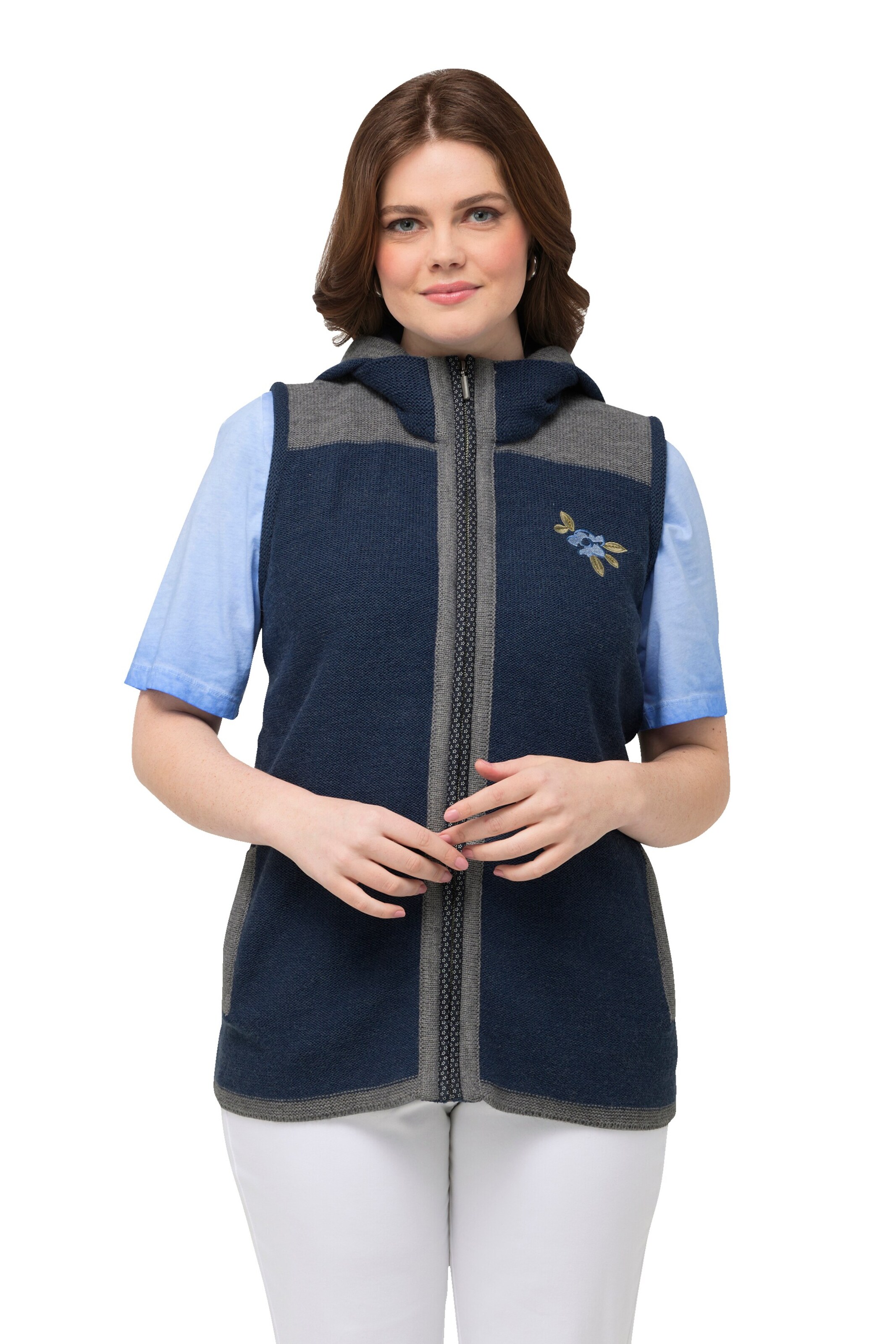 Gilet Ulla Popken en bleu : devant