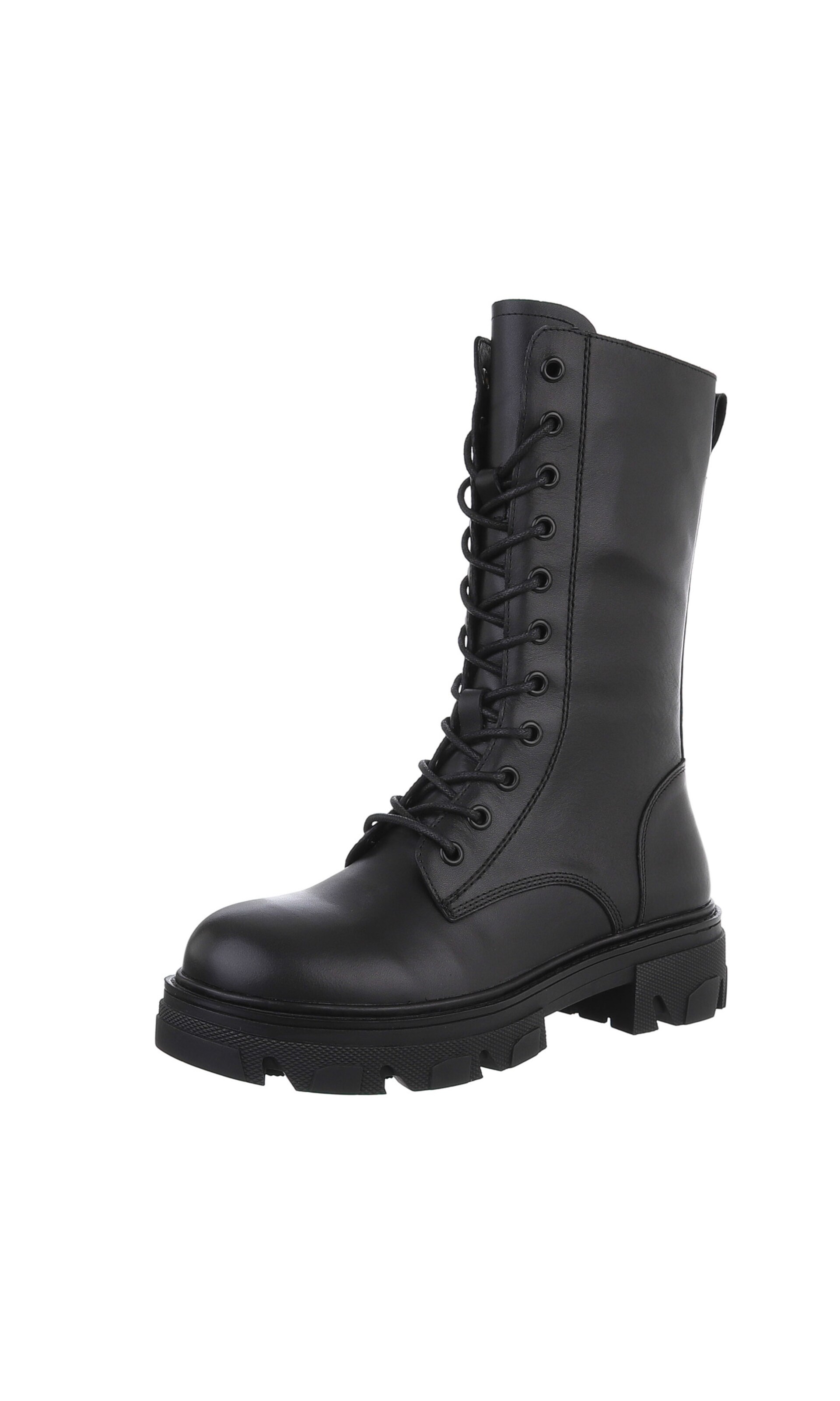 Ital-Design Schnürstiefelette in Schwarz: Vorderseite