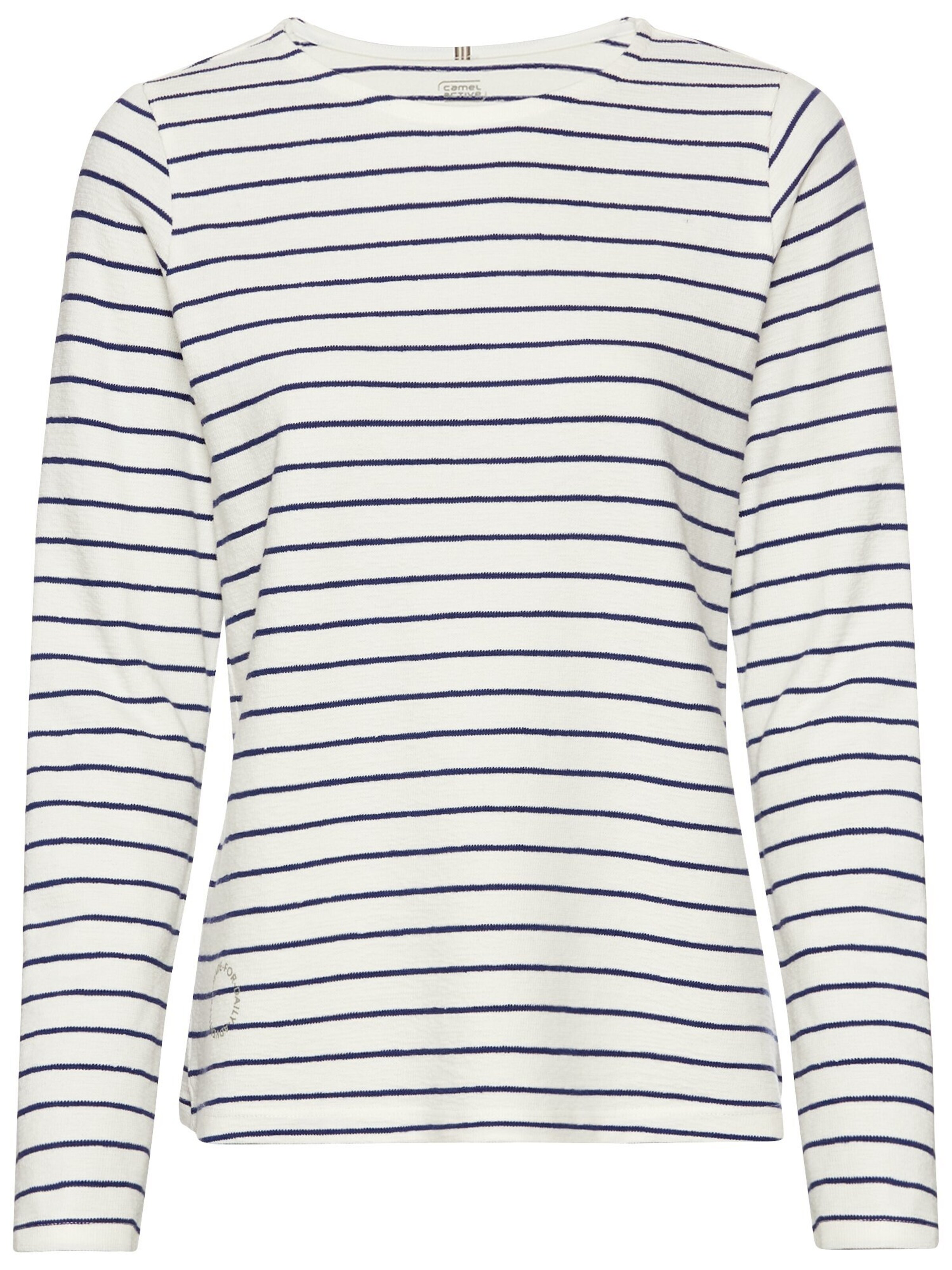CAMEL ACTIVE Gestreiftes Langarmshirt aus reiner Baumwolle in Weiß: Vorderseite