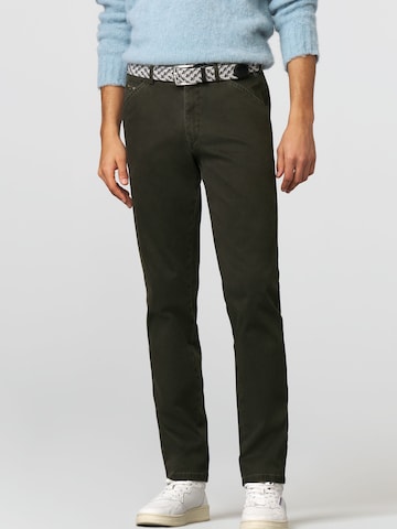 MEYER Regular Baumwollchino 'Chicago', mit Sicherheitstasche & Hemdenstopper, Fußweite: 38 cm in Grün: Vorderseite