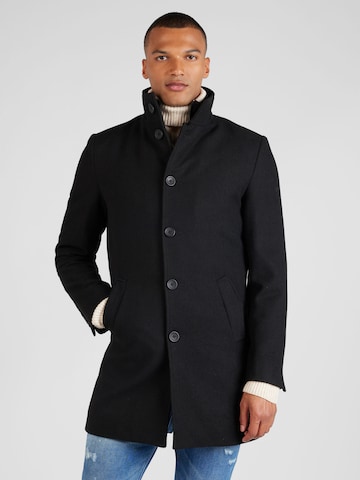 Bruun & Stengade Ανοιξιάτικο και φθινοπωρινό παλτό 'Ontario' σε μαύρο: μπροστά