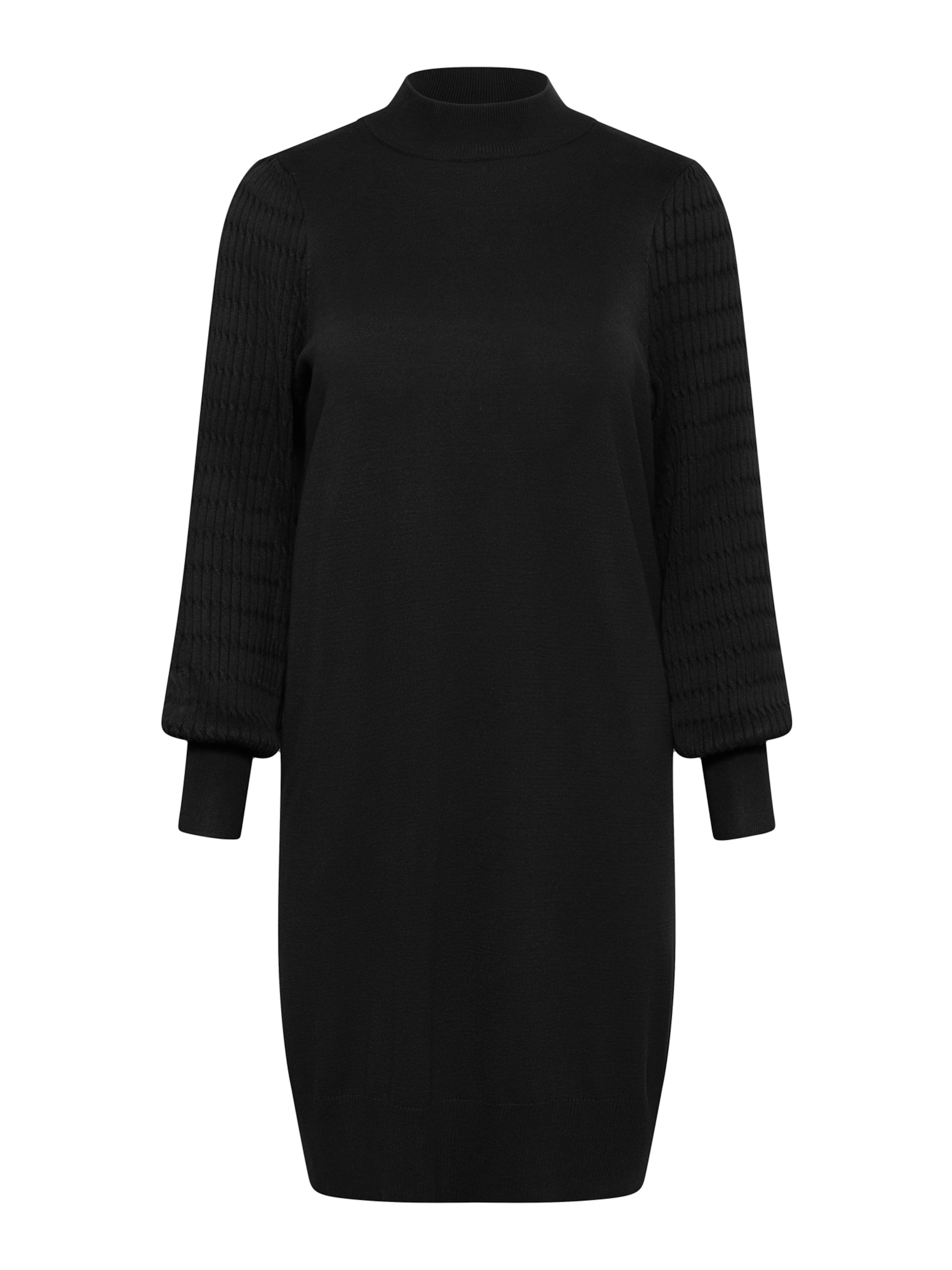 KAFFE CURVE Stickad klänning 'Lini' i svart: framsida