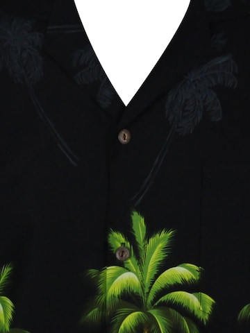 KY's Regular Fit Hemd 'Grüner Palmenwald'‌‌‌‌‌‌‌ in Schwarz