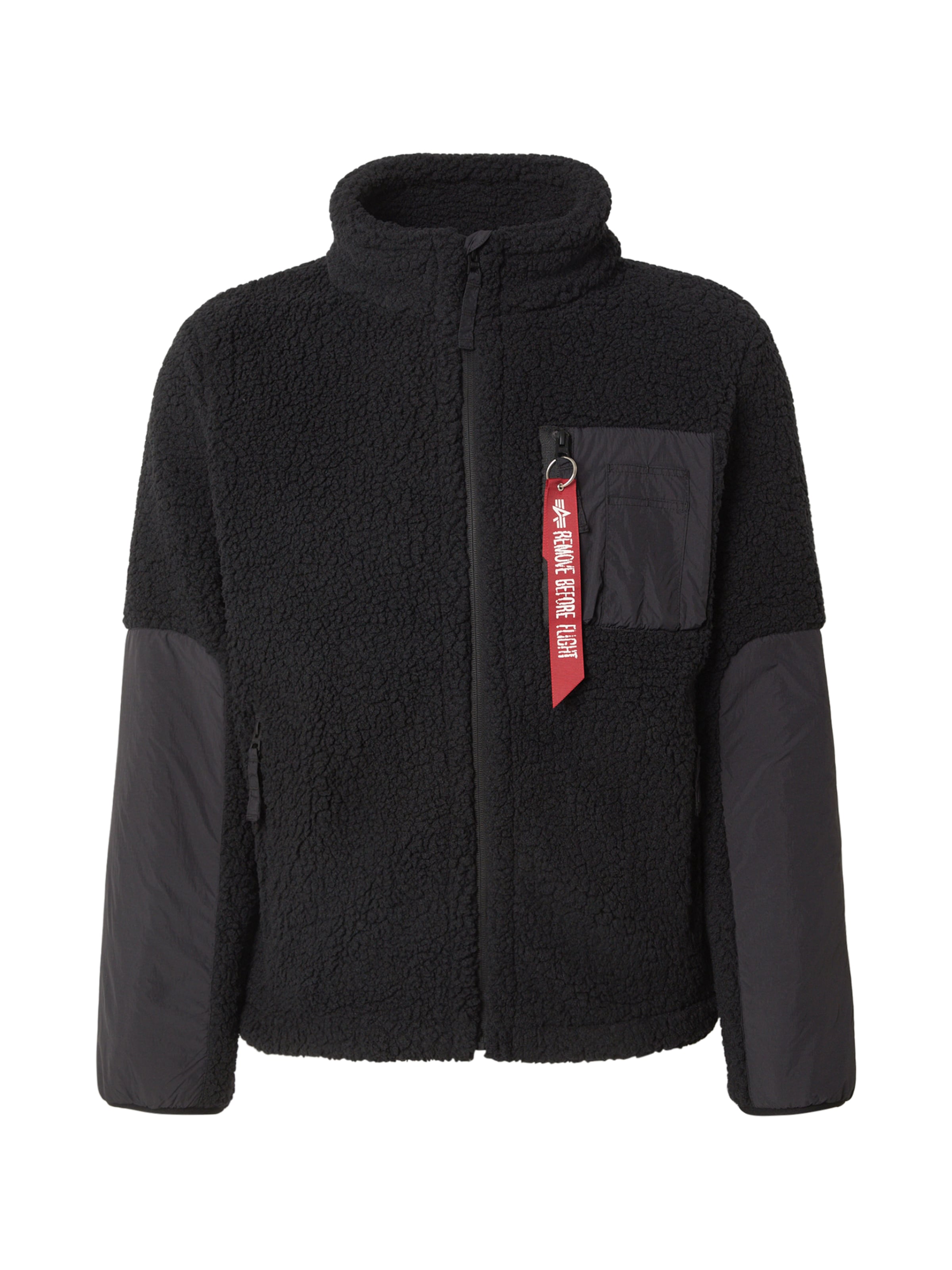juoda ALPHA INDUSTRIES Flisinis džemperis 'Sherpa Zip': priekis