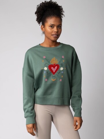 Watapparel Sweatshirt ' Love and flex ' in Groen: voorkant