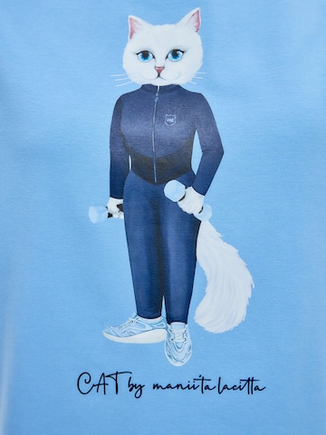 Cat e Lolette Shirts 'Sport cat with dumbbells' i blå
