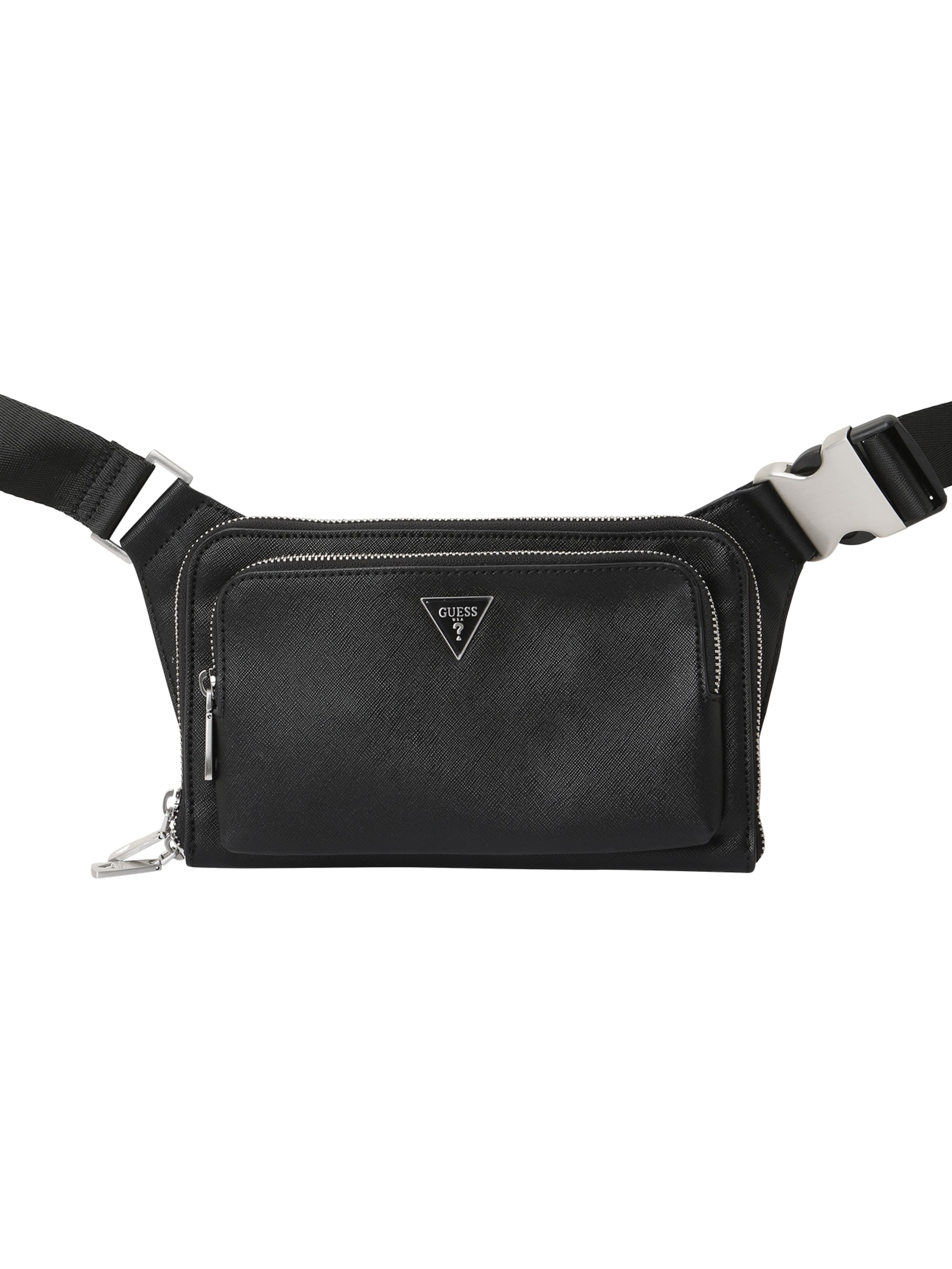 GUESS Поясная сумка 'MILANO FLAT BUMBAG W FRT PKT' в Черный: спереди