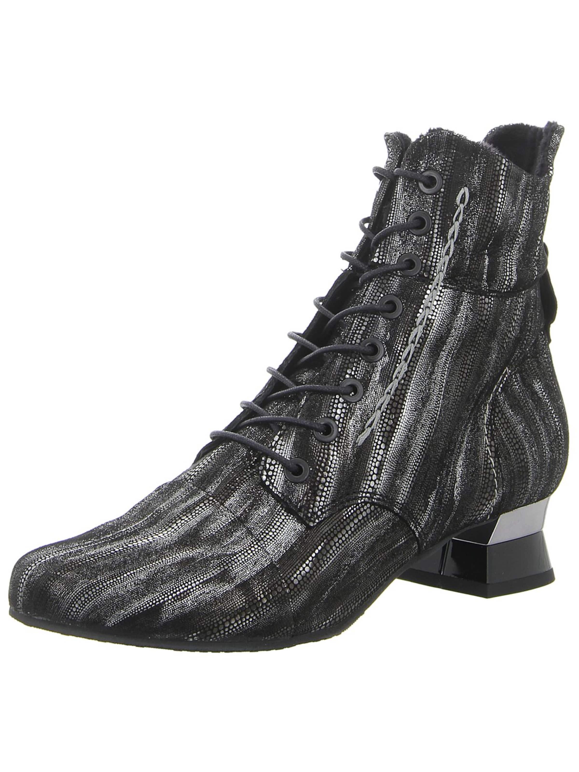 Simen Lace-Up Boots 'Damen Stiefelette 7151A SILBER-SCHWARZ Echt Leder in metallisch' in Mixed colors: front