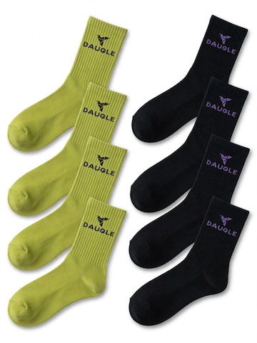 žalia DAUGLE Sportinės kojinės 'Daugle Unisex Crew Socks 2-Pack (Lime, Black)': priekis