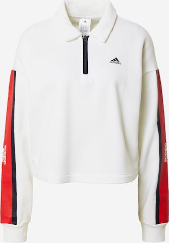 ADIDAS SPORTSWEAR Athletic Sweatshirt 'Essentials Pinstripe Block Fleece Rugby' in White: front