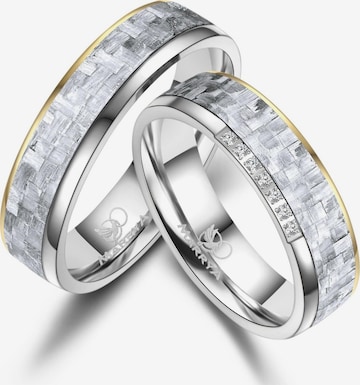 MARRYA Ring 'MARRYA CA-09 Ehering aus Carbon + Titan -Gold plattiert-Weiß' in White: front