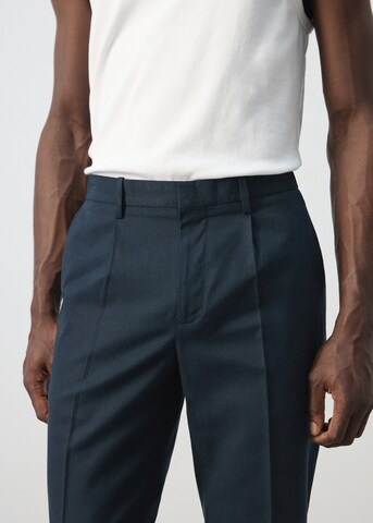 MANGO MAN Slim fit Pleated Pants 'Delave' in Blue