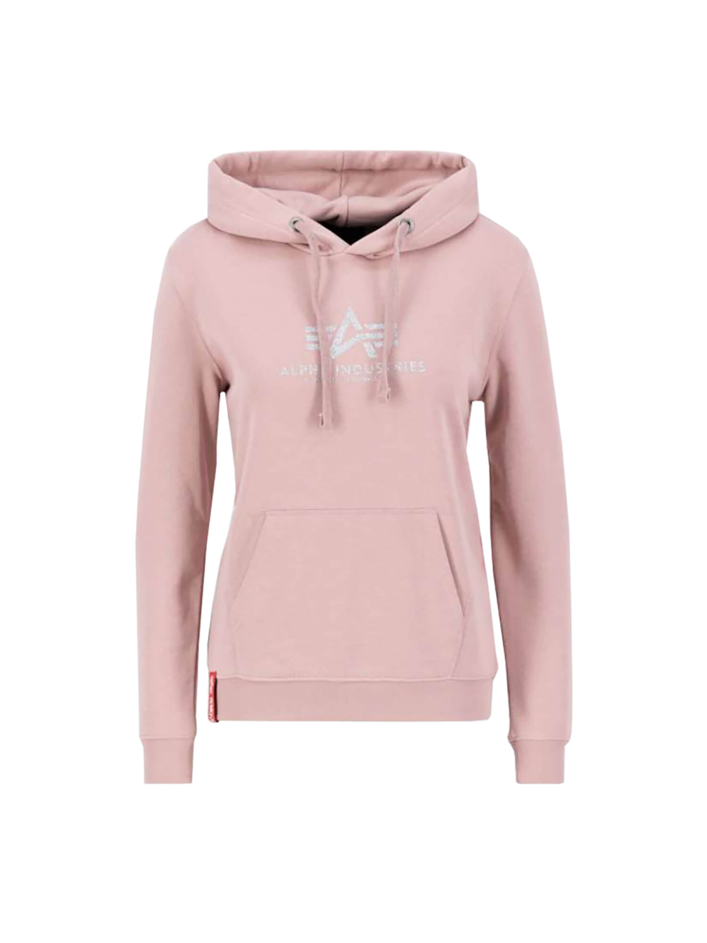 ALPHA INDUSTRIES Sweatshirt 'New Basic Glitter' in Pink: front