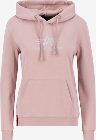 ALPHA INDUSTRIES Sweatshirt 'New Basic Glitter' in Pink: front