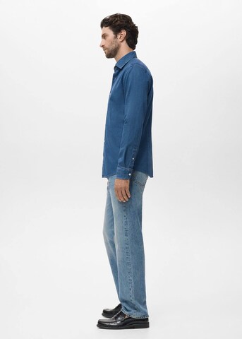 MANGO MAN Regular Fit Hemd 'Chambre' in Blau