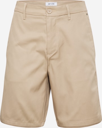 Only & Sons - Loosefit Calças chino 'EDGE-ED' em bege: frente