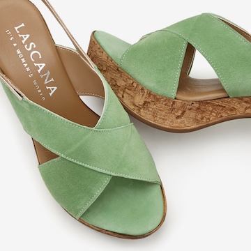 LASCANA - Sandalias con hebilla en verde